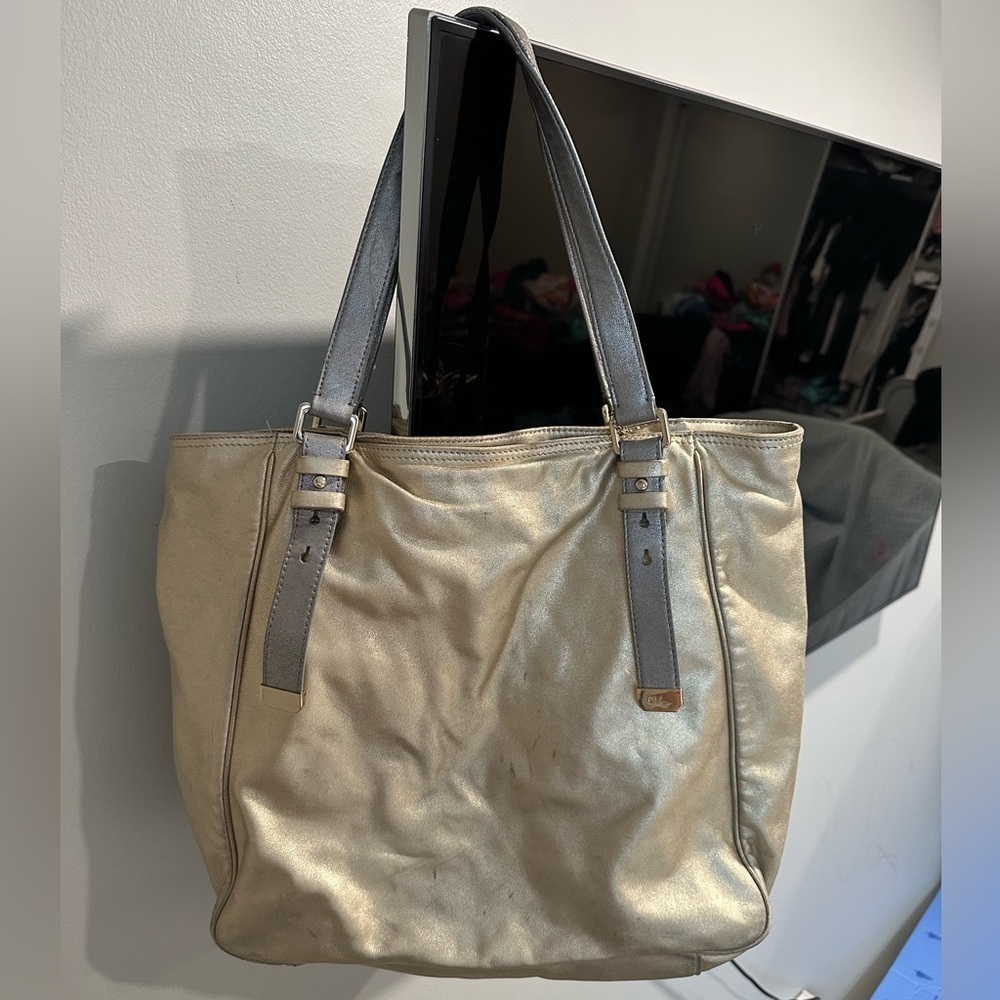 Cole Haan Kendra Palladium Gold Metallic Bag